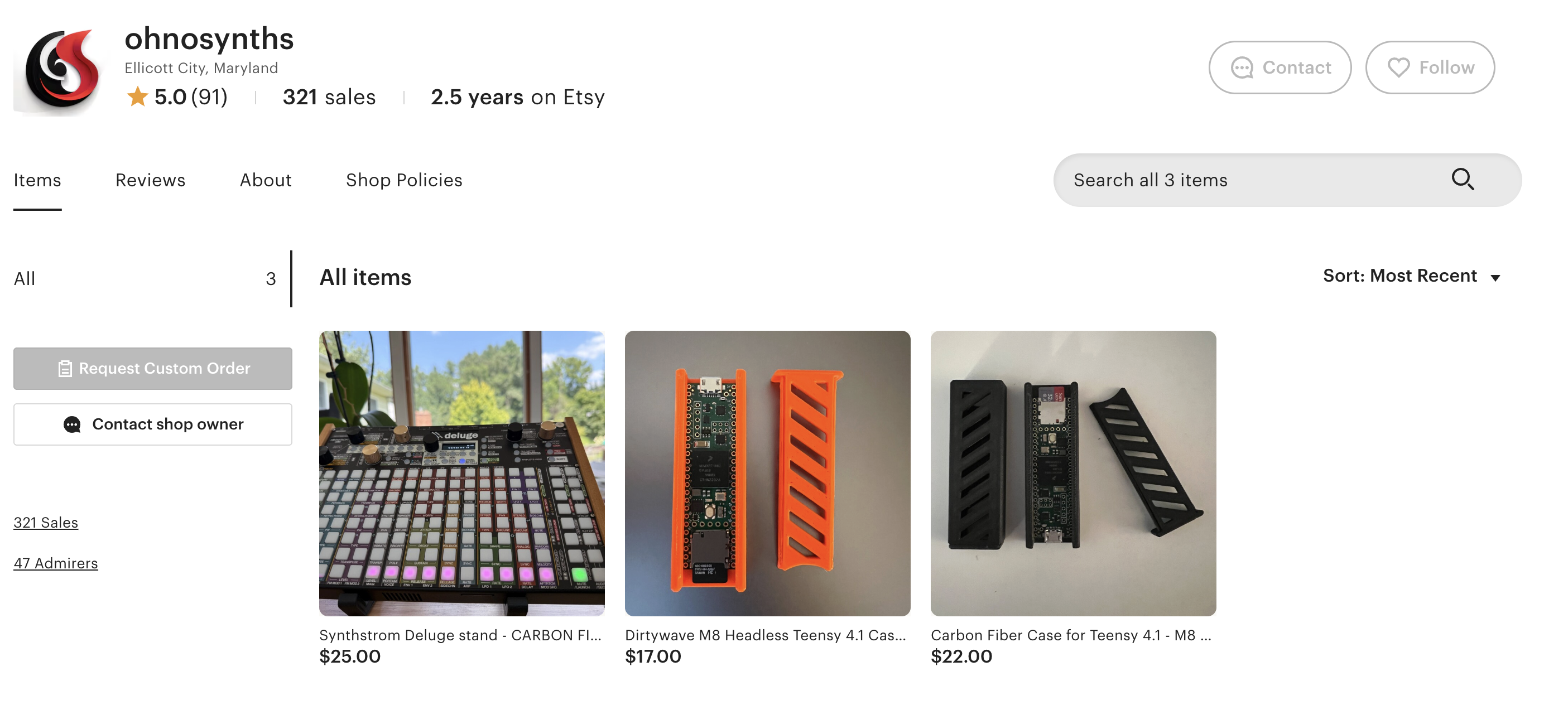 oh no! synths on Etsy preview
